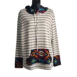 My Story Hoodie Women's Aztec Western Stripes Stretch Size M